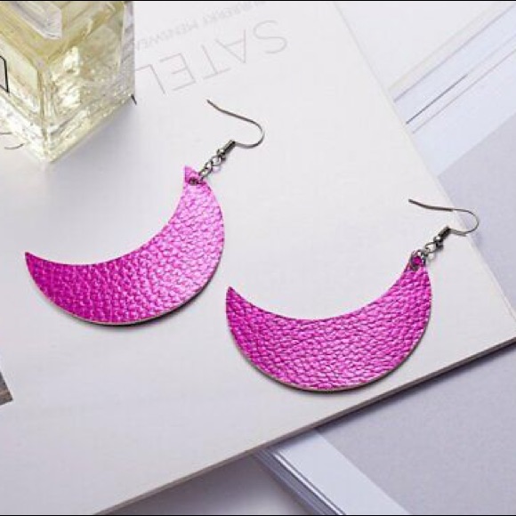 Moon Dangle Earrings - Purple